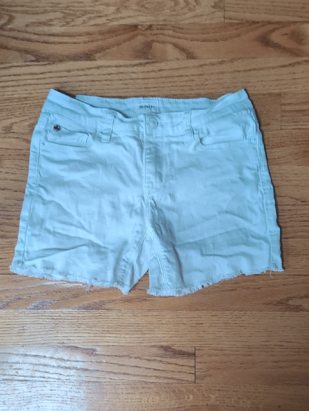 Hudson Jeans White Frayed Hem Denim Shorts
